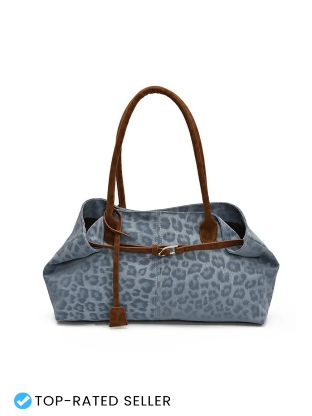 Leopard Print Faux Suede PU Hobo Shoulder Bag Y2K